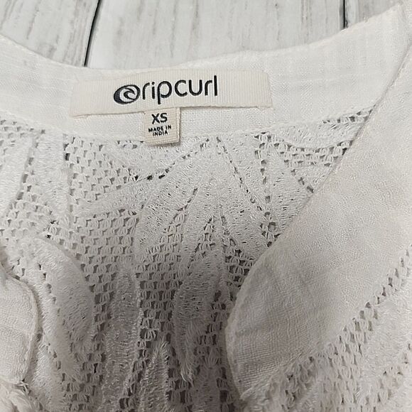 Rip Curl Boho Women's Top XS Cotton Lace Fairycore Flowy Tassels Bell Sleeves - Picture 2 of 11